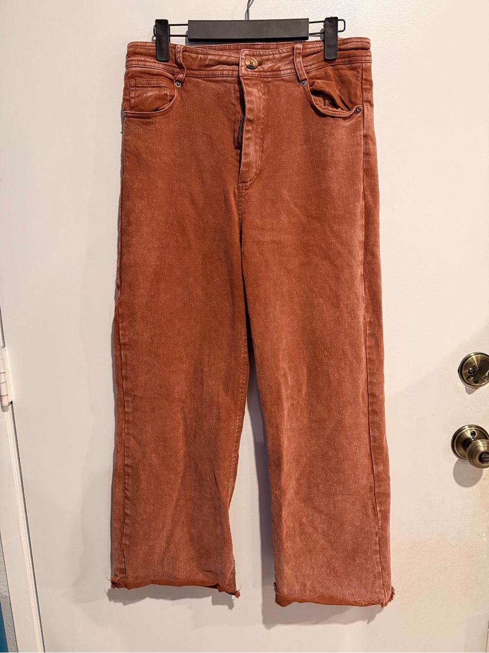 Boutique Rust Wide Leg Cropped Stretch Jeans Size M